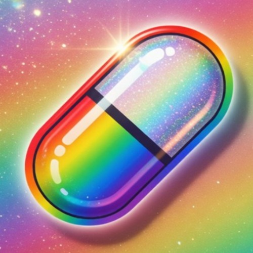 gay.fun holographic rainbow pill logo